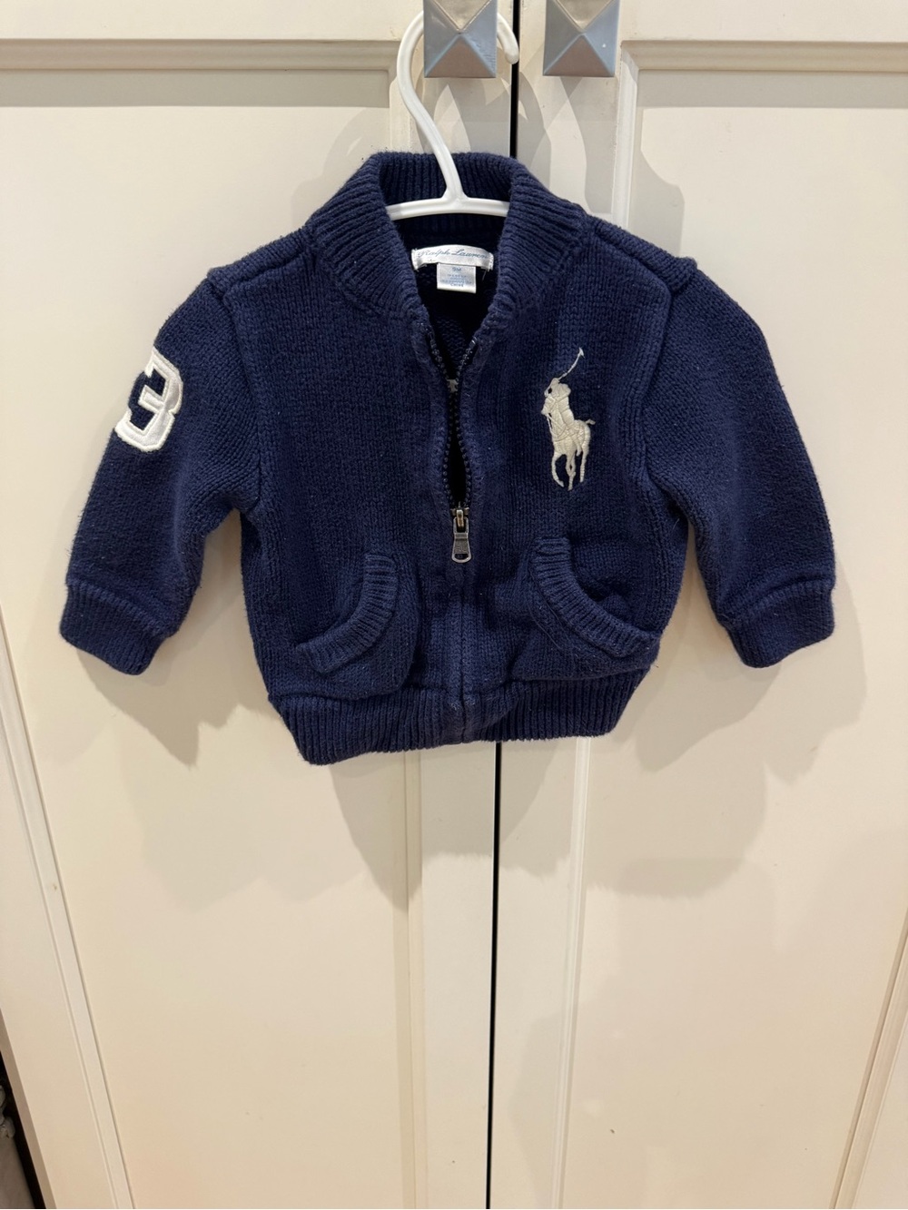 Ralph Lauren 9m Navy Polo Zip-Up Sweater (Baby)